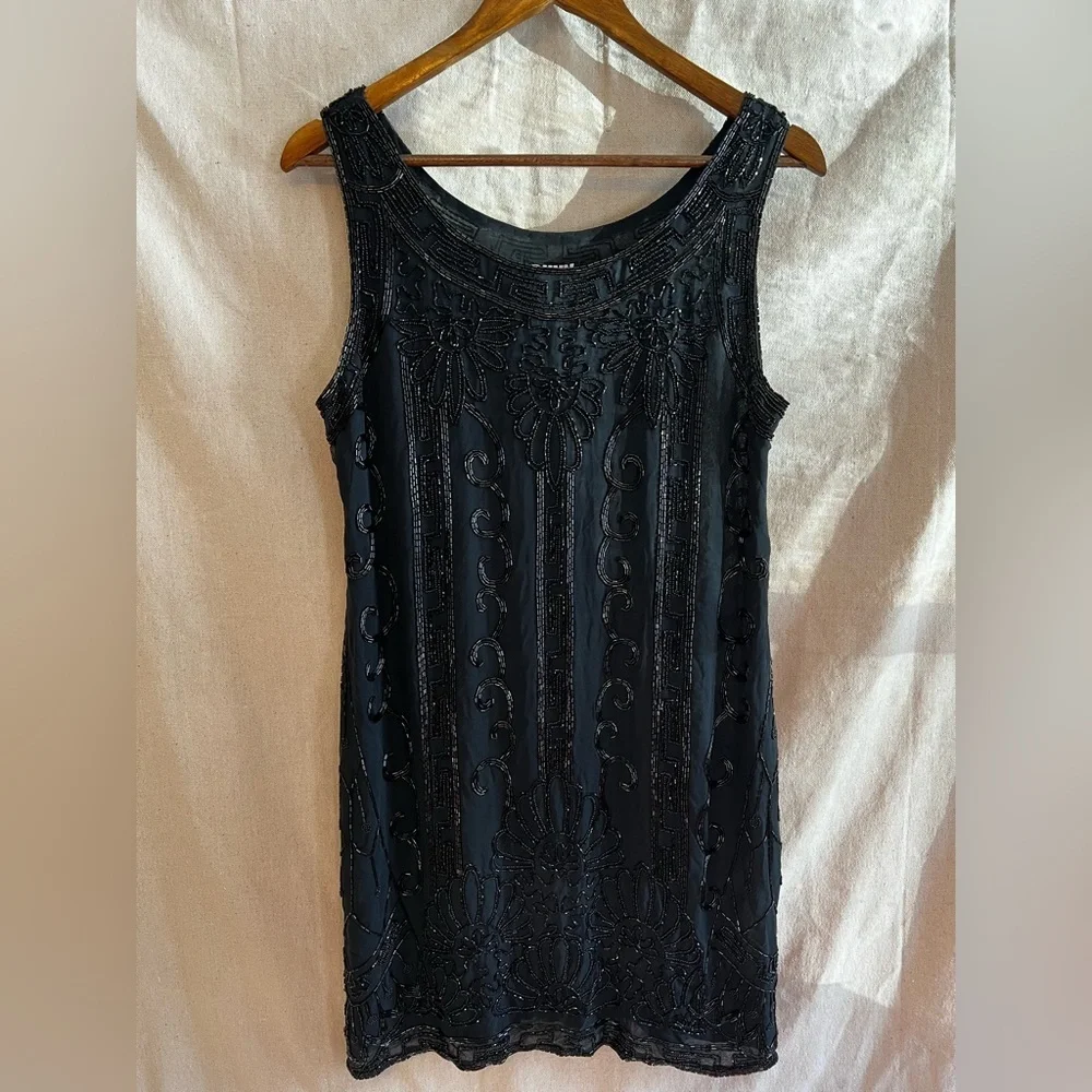 Vintage DKNY Black Silk Beaded Dress Size 10​​